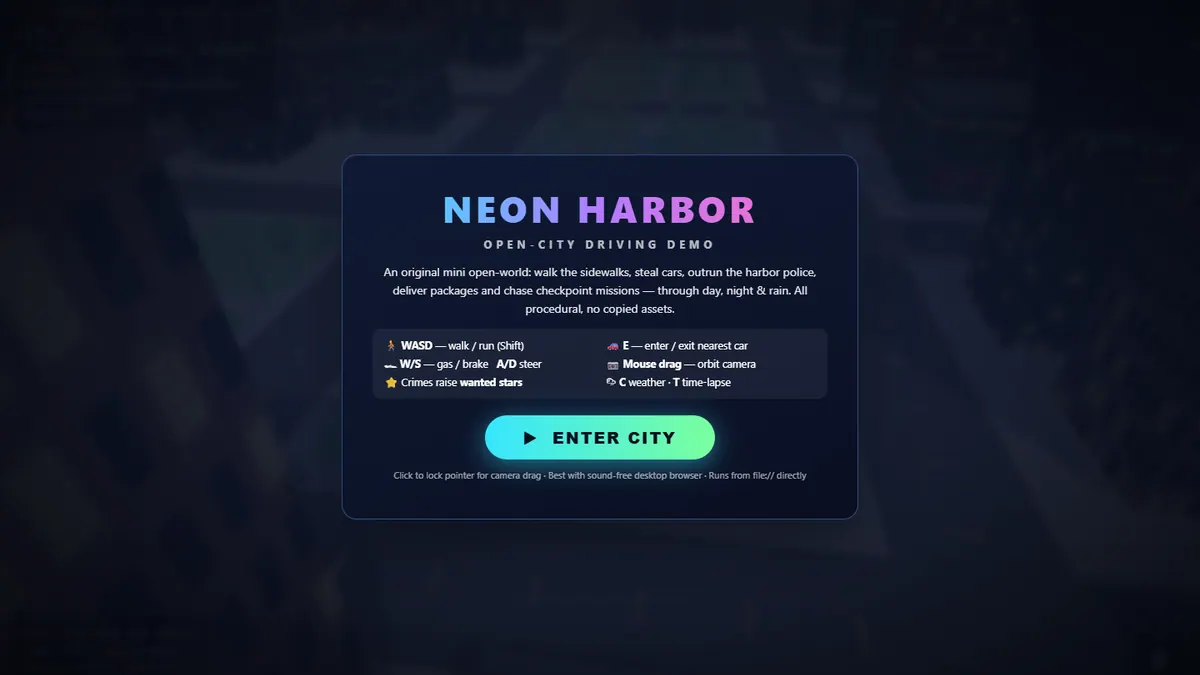Neon Harbor — Open City website preview